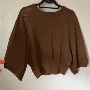 Zara Women’s Med Wide Sleeve Knit Sweater Brown